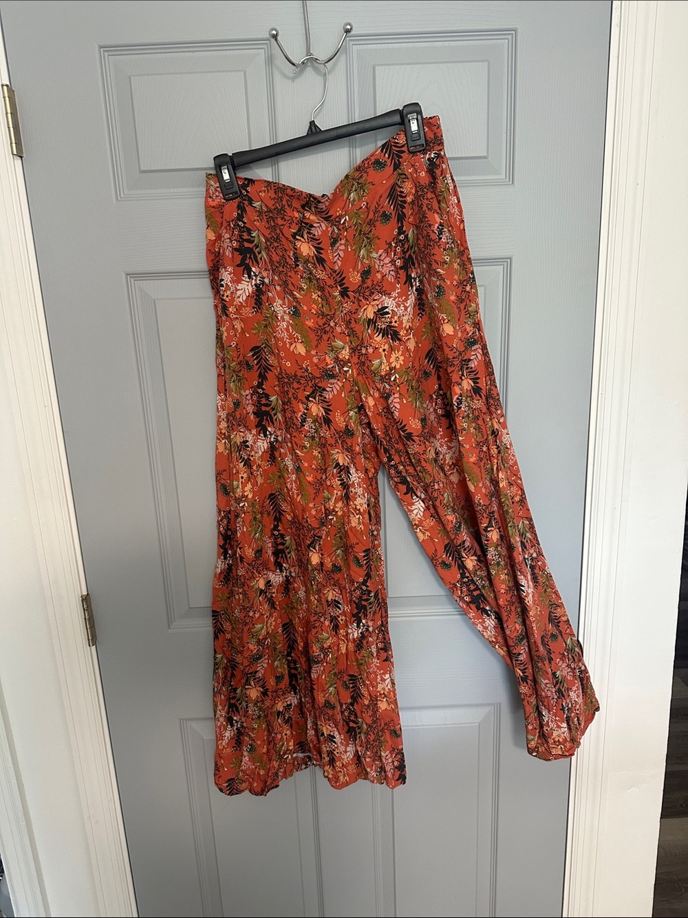 Rewash Rust Floral Wide-Leg Pants